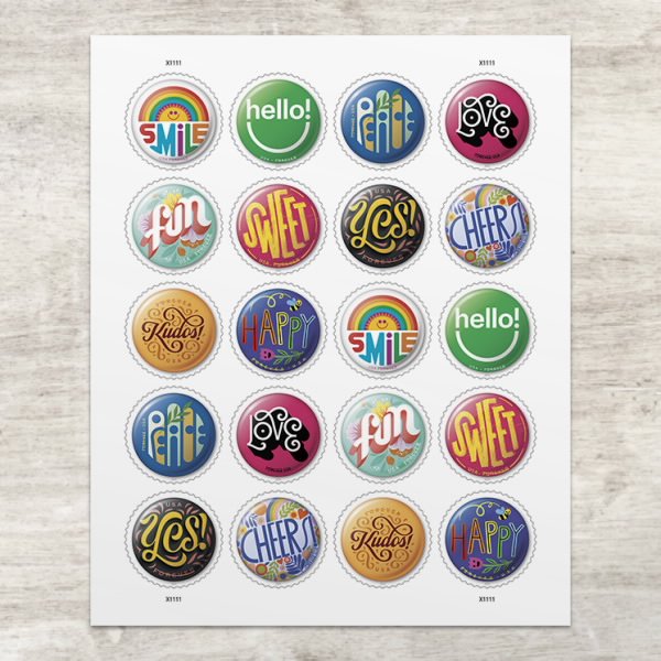 Pinback Buttons Stamps, Sheet of 20